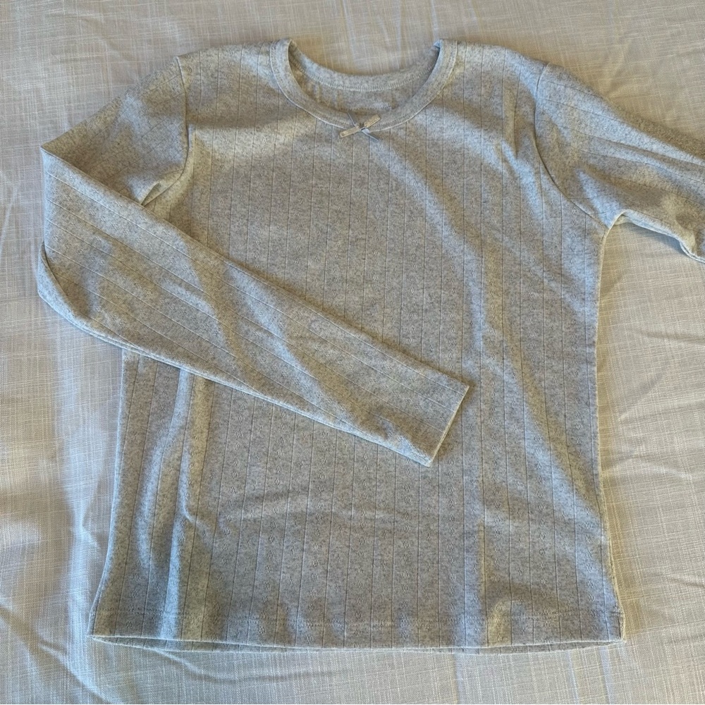 Daily Drills Pointelle Shirt Light Gray M/L